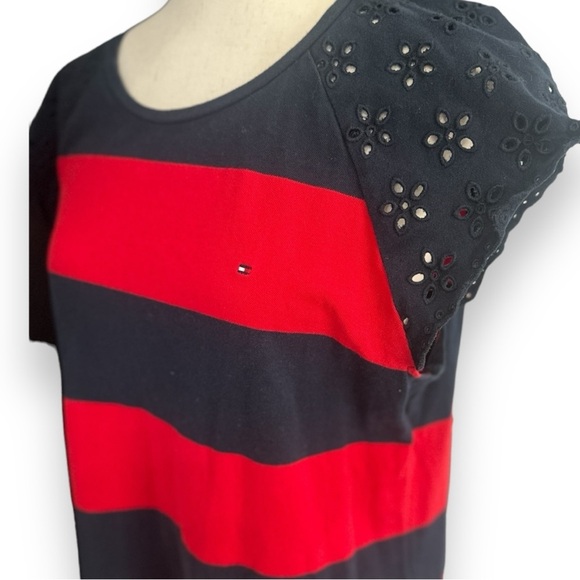 Tommy Hilfiger - Striped Embroidered-Sleeve Dress - Picture 11 of 14